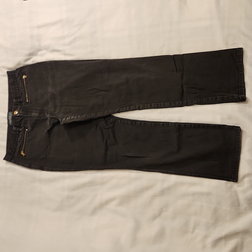 Lauren Ralph Lauren jeans straight leg women's 12 black denim high rise